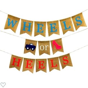 Wheels or Heels Burlap Hanging Sign